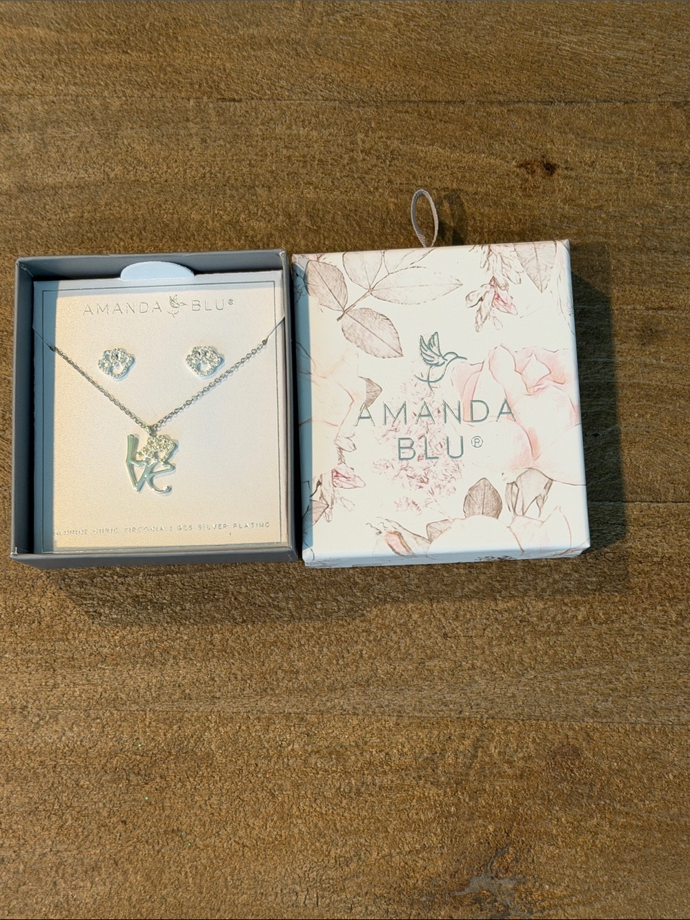 AMANDA BLU BOXED CZ EARRING & NECKLACE SET – PAW/LOVE PET-
925 SILVER PLATED New